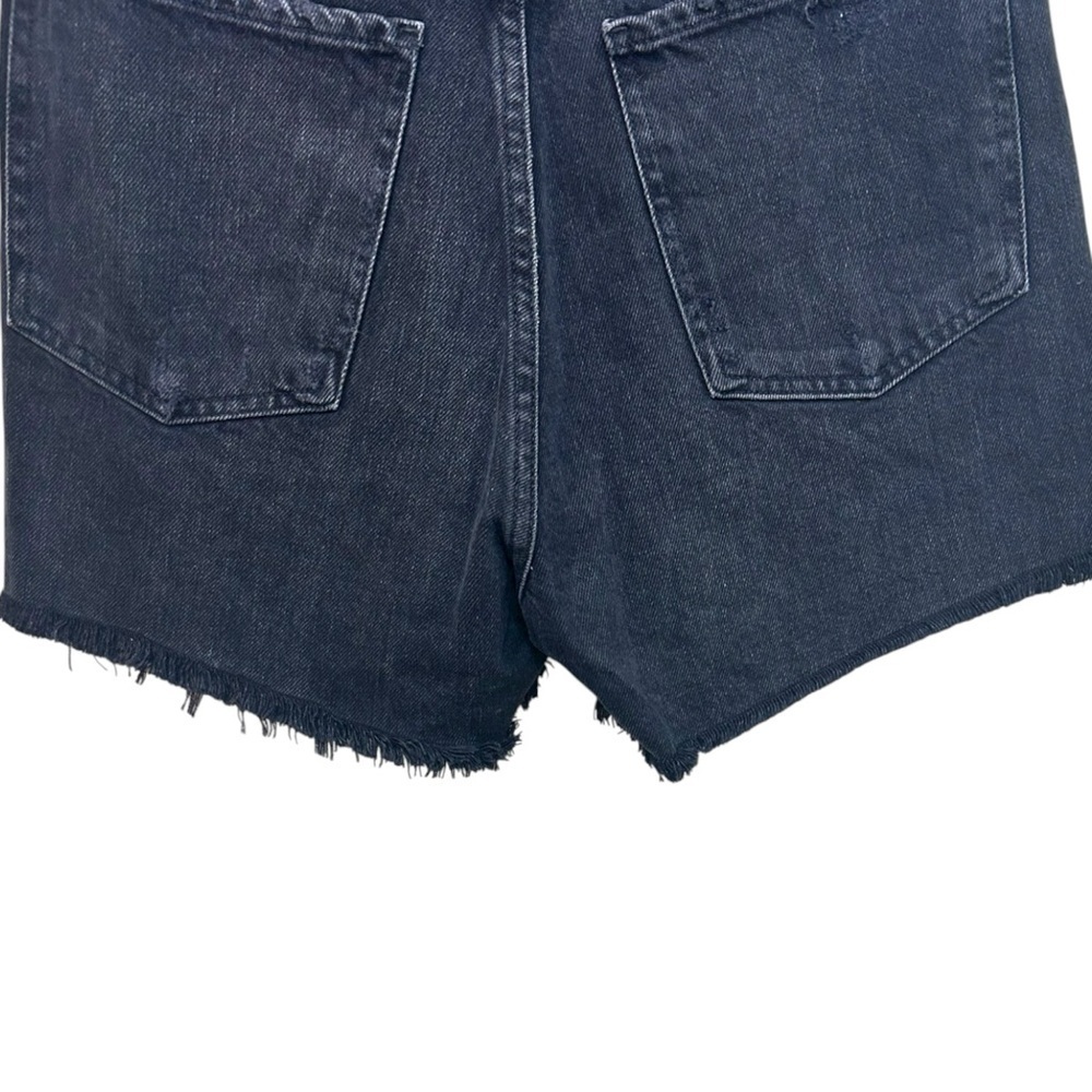 Agolde - Women’s ‘Dee’ High-Rise, Distressed, Frayed Shorts - Black, Size 25 - Picture 7 of 13